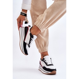 BM Damskie Buty Sportowe Na Koturnie I Platformie Biało-Czarne Allen białe 2