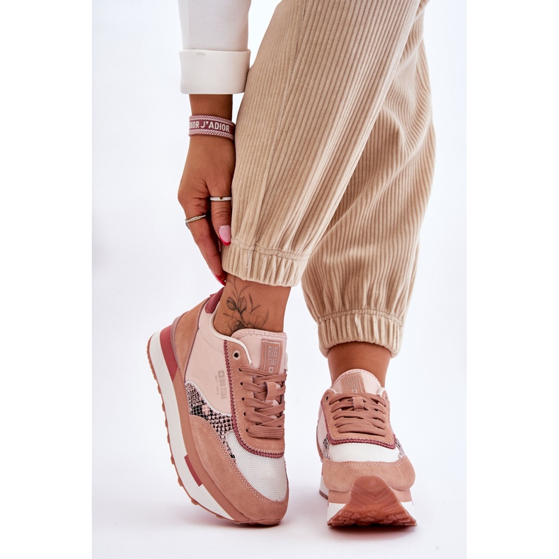 Modne Sneakersy Memory Foam System Big Star LL274366 Różowe 1