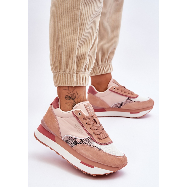 Modne Sneakersy Memory Foam System Big Star LL274366 Różowe 2