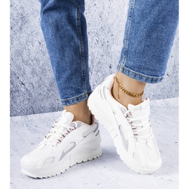 PA1 Biało-różowe sneakersy na koturnie Germain białe srebrny 1