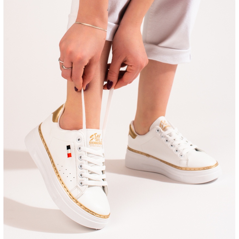 W. Potocki Białe buty sportowe na platformie Potocki 2