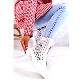 FILIPCZYK Skórzane Ażurowe Botki Białe Aileen 3