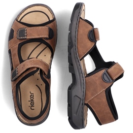 Komfortowe sandały męskie na rzepy brązowe Rieker 26156-25 9