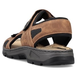 Komfortowe sandały męskie na rzepy brązowe Rieker 26156-25 5