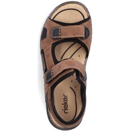 Komfortowe sandały męskie na rzepy brązowe Rieker 26156-25 6
