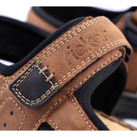 Komfortowe sandały męskie na rzepy brązowe Rieker 26156-25 12