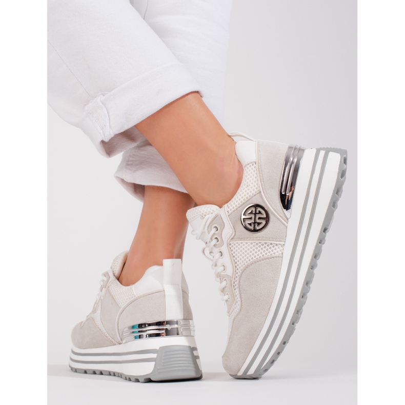 W. Potocki Sneakersy damskie sznurowane Potocki białe 2