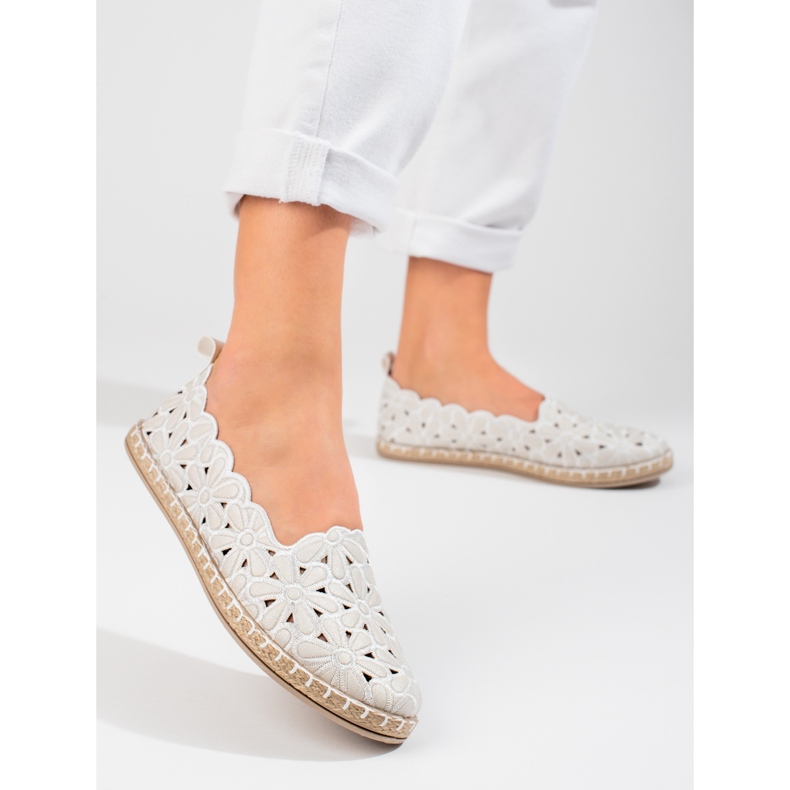 W. Potocki Ażurowe baleriny damskie Potocki białe 1