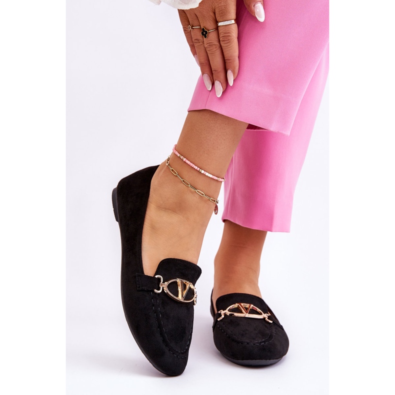 Vinceza Zamszowe Mokasyny Z Ozdobnym Elementem Czarne Reed 1