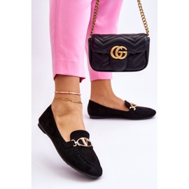 Vinceza Zamszowe Mokasyny Z Ozdobnym Elementem Czarne Reed 2