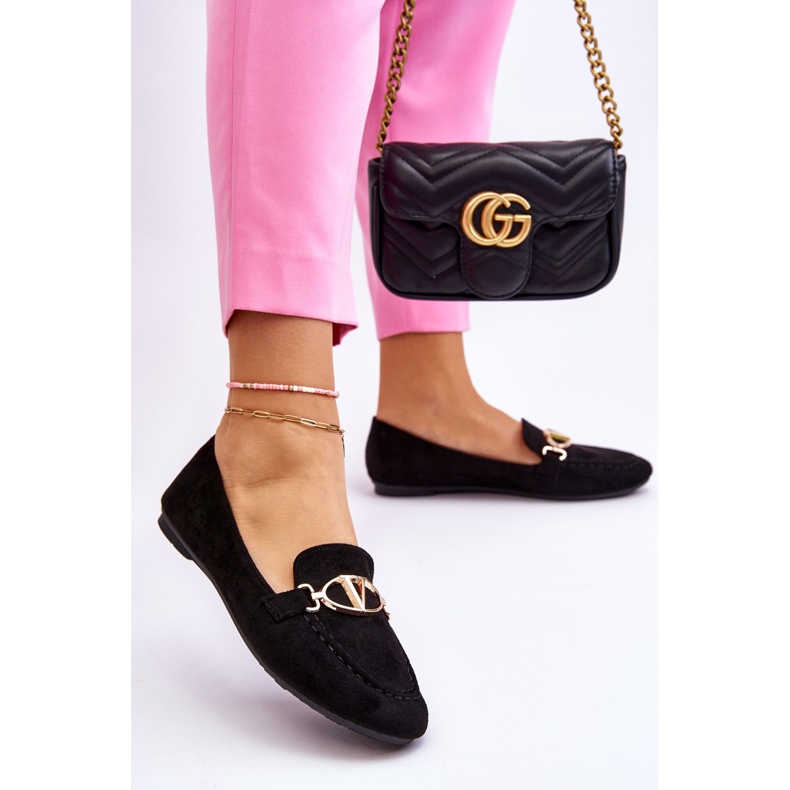 Vinceza Zamszowe Mokasyny Z Ozdobnym Elementem Czarne Reed 2