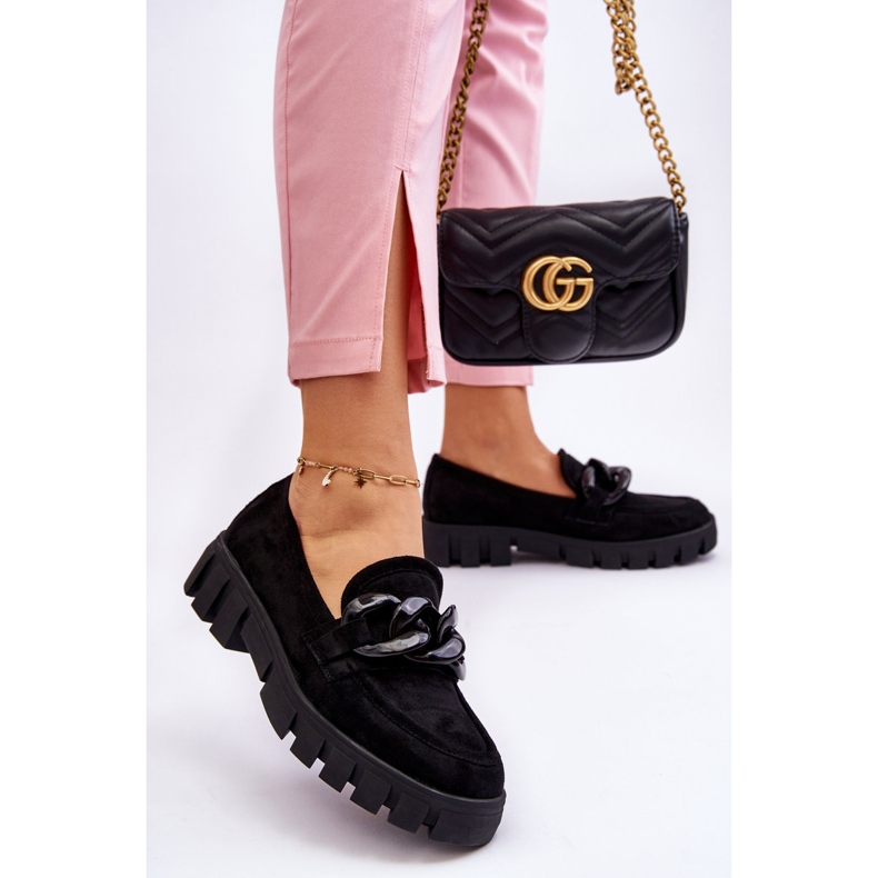 Vinceza Damskie Zamszowe Mokasyny Na Platformie Czarne Bennett 2