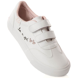 Półbuty buty sportowe dziewczęce na rzepy białe Potocki PY16026 1