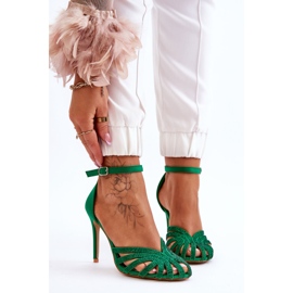 FS1 Modne Szpilki Z Dżetami Zielone Jaylen 1