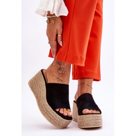 FS1 Damskie Klapki Na Koturnie I Platformie Czarne Ysabel 2