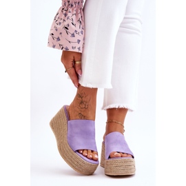FS1 Damskie Klapki Na Koturnie I Platformie Fioletowe Ysabel 1