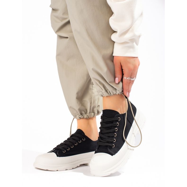 SHELOVET Czarne Trampki Na Platformie 1