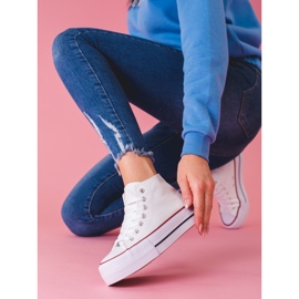 SHELOVET Wysokie Trampki Na Platformie białe 1