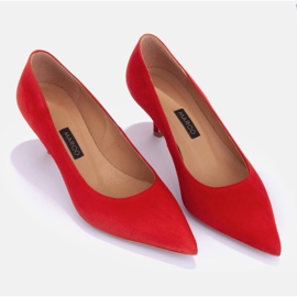 Marco Shoes Eleganckie szpilki na niższym obcasie czerwone 5