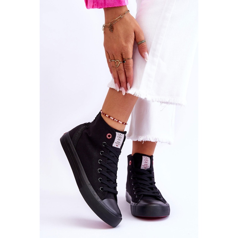 Damskie Klasyczne Wysokie Trampki Cross Jeans LL2R4088C Czarne 1