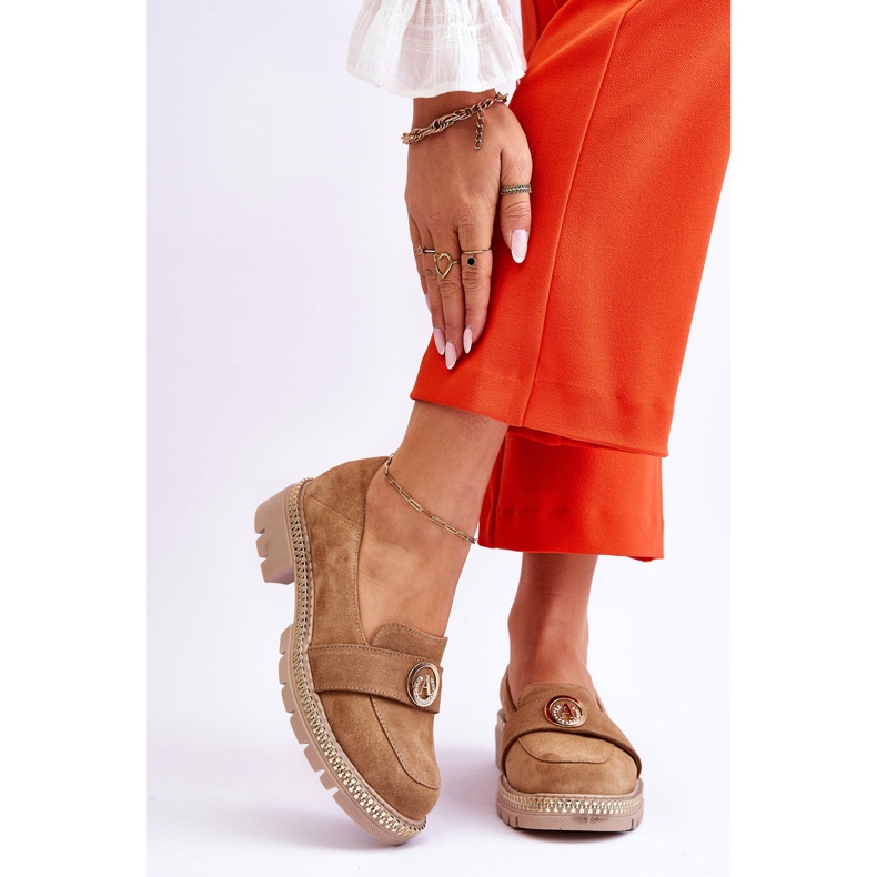 FILIPCZYK Eleganckie Zamszowe Mokasyny Ciemnobeżowe Laverne beżowy 1