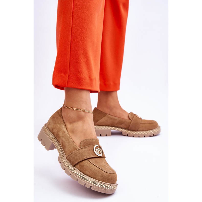 FILIPCZYK Eleganckie Zamszowe Mokasyny Ciemnobeżowe Laverne beżowy 2