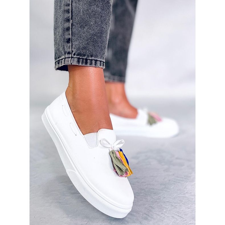 BM Trampki wiosenne z frędzlami Salma White białe 2