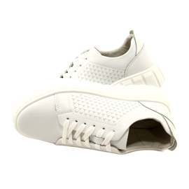 Białe Skórzane Sneakersy Wiązane Evento 23PB32-5739 5