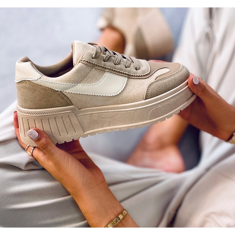 BM Sneakersy na platformie Foret Khaki beżowy 1