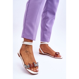 Damskie Sandały Z Ozdobnymi Motylami Białe Jeane 2