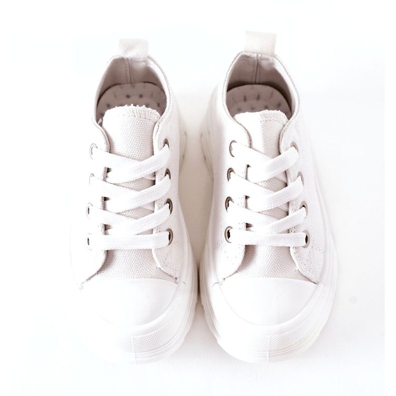 Dziecięce Trampki Na Platformie Białe 3