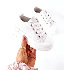 Dziecięce Trampki Na Platformie Białe 2