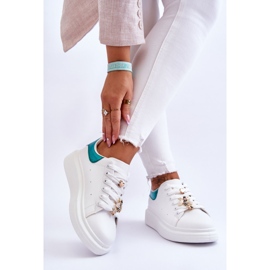 FG2 Damskie Buty Sportowe Na Masywnej Platformie Biało-Zielone Chante białe 2