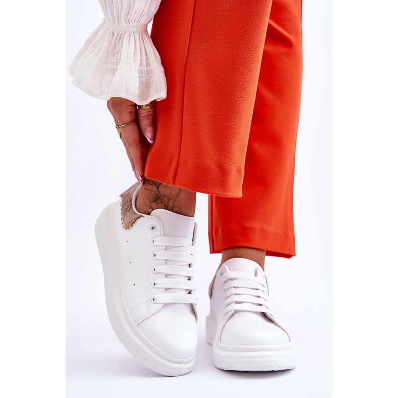 Damskie Buty Sportowe Z Ozdobnym Wzorem Biało-Złote Delight białe 1