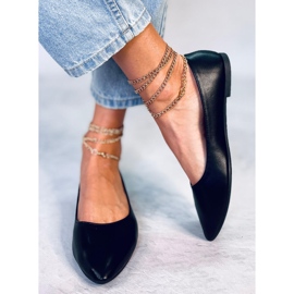 PA1 Baleriny z łańcuszkiem Junri Black czarne 2