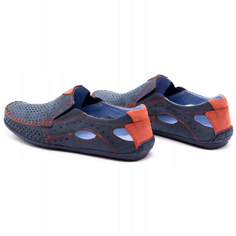 Olivier Buty męskie mokasyny 901 na lato granatowe z czerwonym niebieskie 4