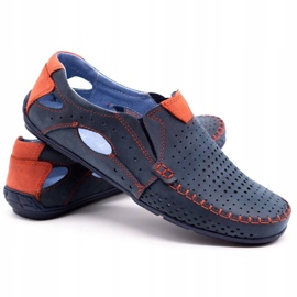 Olivier Buty męskie mokasyny 901 na lato granatowe z czerwonym niebieskie 2