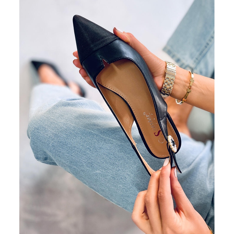 Seastar Baleriny z odkrytą piętą Sanaz Black czarne 2