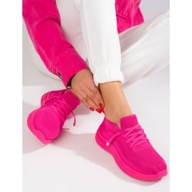 Damskie tekstylne buty sportowe Shelovet fuksja różowe 1