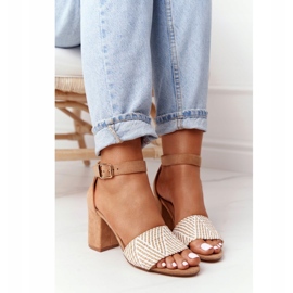 EVE Sandały Z Plecionką Na Słupku Jasny Brąz Honeymoon beżowy 4