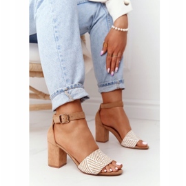EVE Sandały Z Plecionką Na Słupku Jasny Brąz Honeymoon beżowy 3