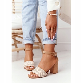 EVE Sandały Z Plecionką Na Słupku Jasny Brąz Honeymoon beżowy 1
