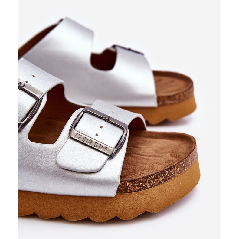 Klasyczne Damskie Klapki Big Star LL274476 Srebrne srebrny 2