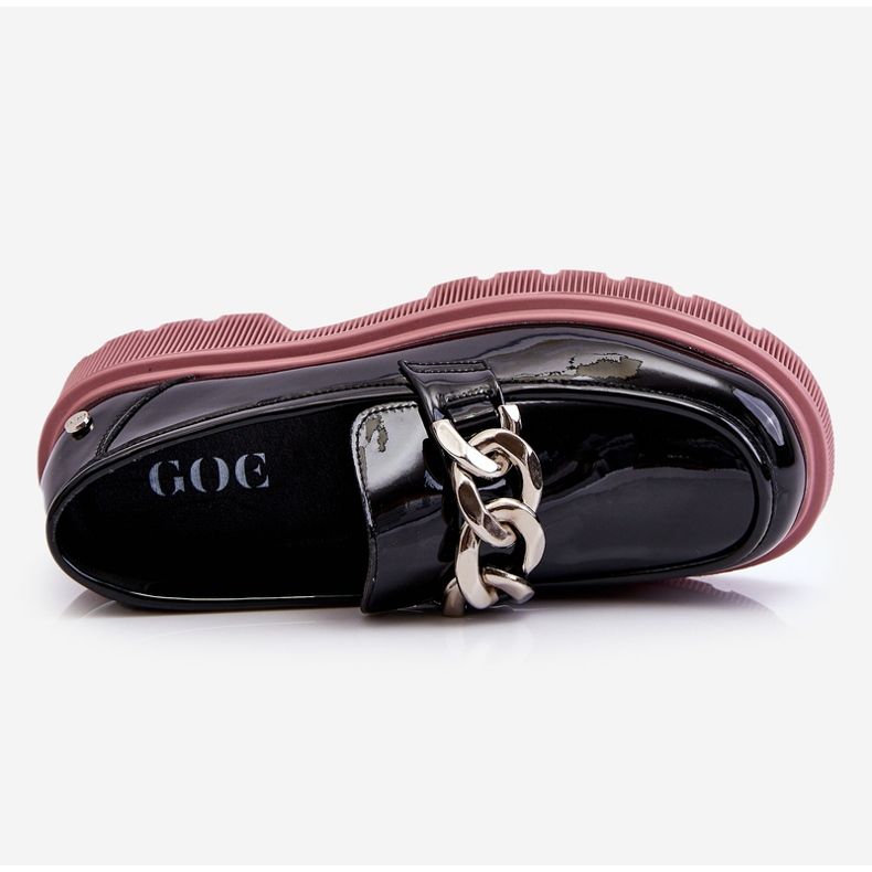 Lakierowane Mokasyny Z Łańcuchem GOE LL2N4039 Czarno-Fioletowe czarne 1