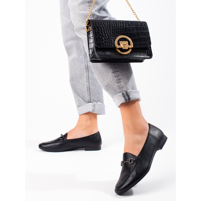 Czarne mokasyny damskie VINCEZA 1