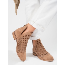 W. Potocki Damskie brązowe wiosenne botki ażurowe Potocki 1