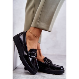 Sergio Leone Lakierowane Półbuty Loafery Na Platformie Czarne Kjersti 4