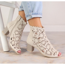 M. DASZYŃSKI Botki wiosenne damskie ażurowe peep toe beżowe M.Daszyński MR1954-10 beżowy 1