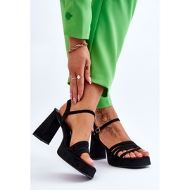 Damskie Zamszowe Sandały Na Obcasie I Platformie Czarne Verda 2