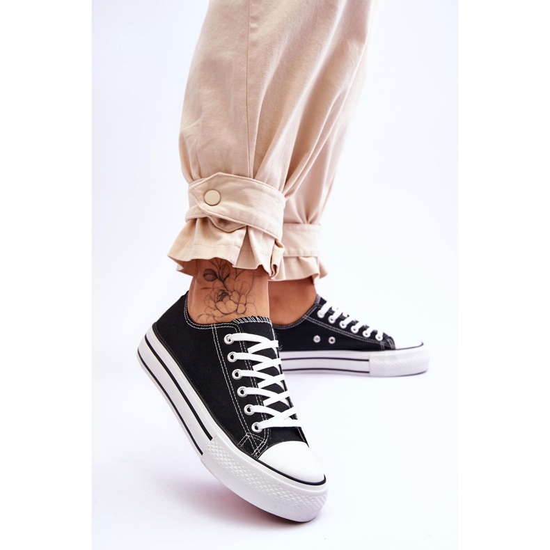 FB2 Damskie Trampki Na Masywnej Platformie Czarne Ember 2